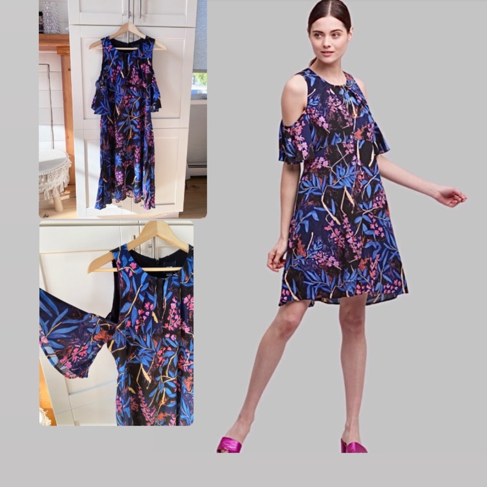 Anthropologie Maeve Open Shoulder Whimsy Floral Dress